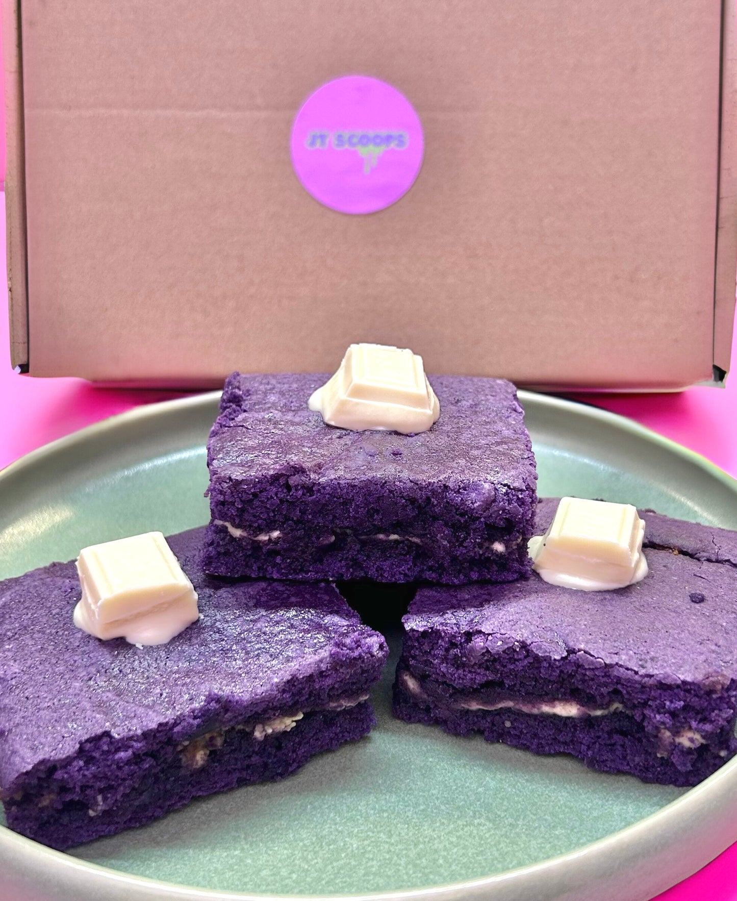 Mixed Ube & Chocolate Brownies